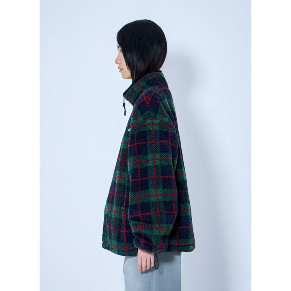 Miu Miu Women Checked Teddy Zipper Jacket - Picture 3 of 6